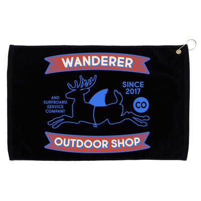 Wanderer Outdoor Shop Est 2017 Deer Shark Logo Grommeted Golf Towel