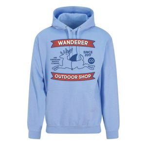 Wanderer Outdoor Shop Est 2017 Deer Shark Logo Unisex Surf Hoodie