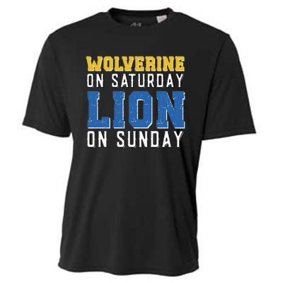 Wolverine On Saturday Lion On Sunday Funny Gift Cooling Performance Crew T-Shirt