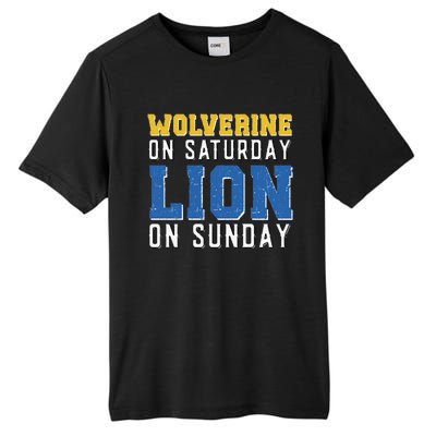 Wolverine On Saturday Lion On Sunday Funny Gift Tall Fusion ChromaSoft Performance T-Shirt