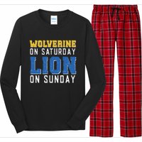 Wolverine On Saturday Lion On Sunday Funny Gift Long Sleeve Pajama Set