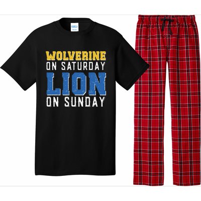 Wolverine On Saturday Lion On Sunday Funny Gift Pajama Set