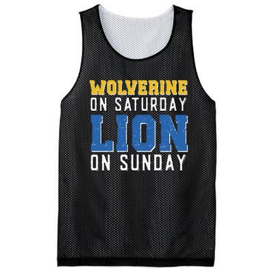 Wolverine On Saturday Lion On Sunday Funny Gift Mesh Reversible Basketball Jersey Tank