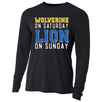 Wolverine On Saturday Lion On Sunday Funny Gift Cooling Performance Long Sleeve Crew