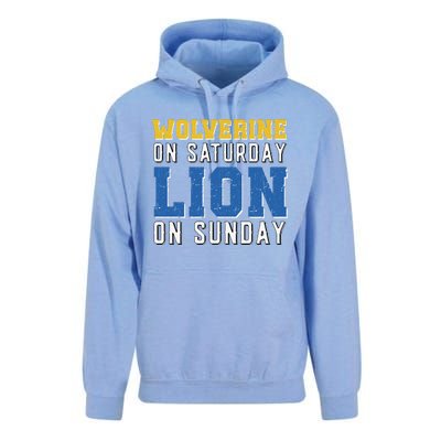 Wolverine On Saturday Lion On Sunday Funny Gift Unisex Surf Hoodie