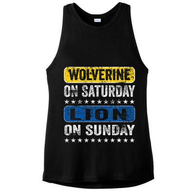 Wolverine On Saturday Lion On Sunday Ladies PosiCharge Tri-Blend Wicking Tank