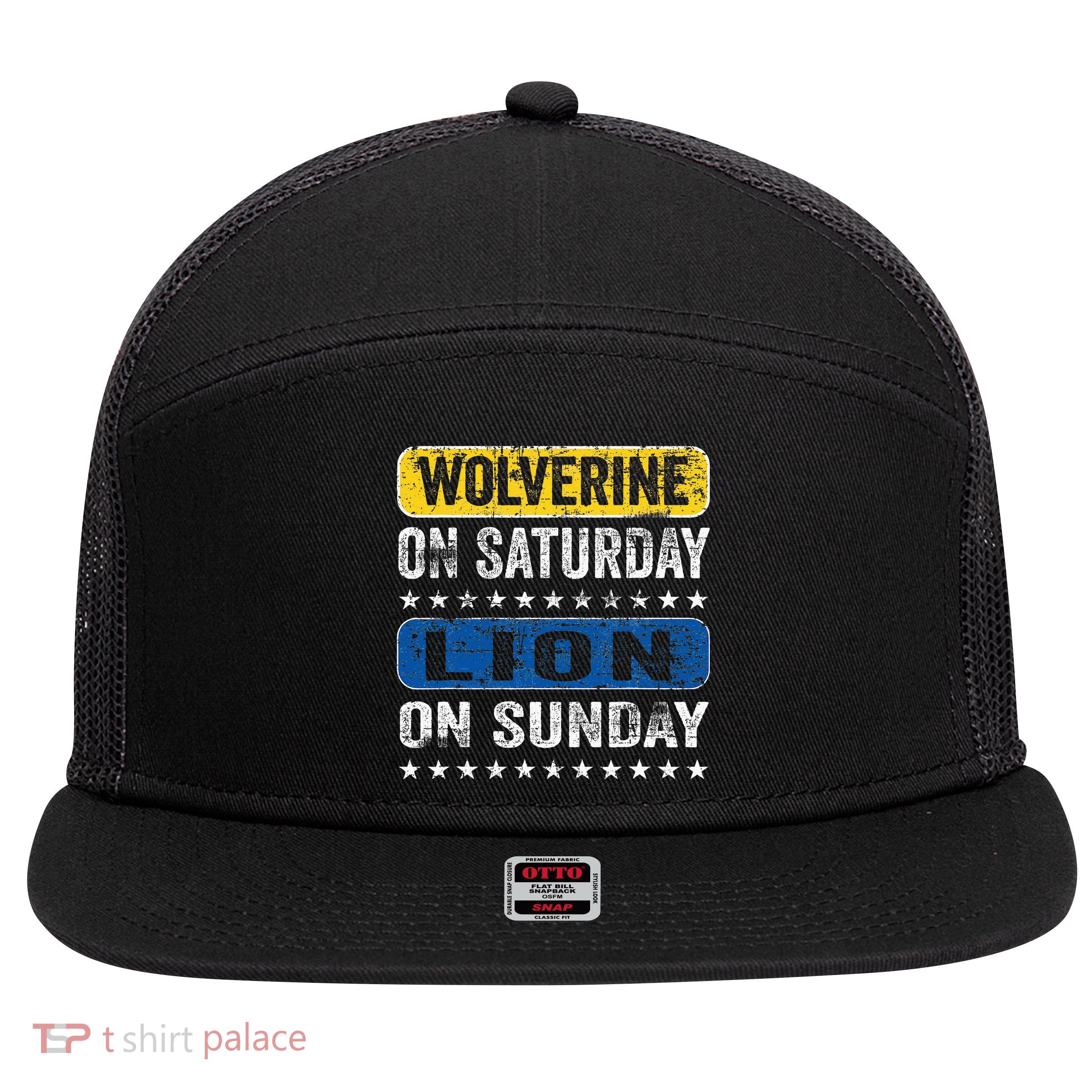 Wolverine On Saturday Lion On Sunday 7 Panel Mesh Trucker Snapback Hat