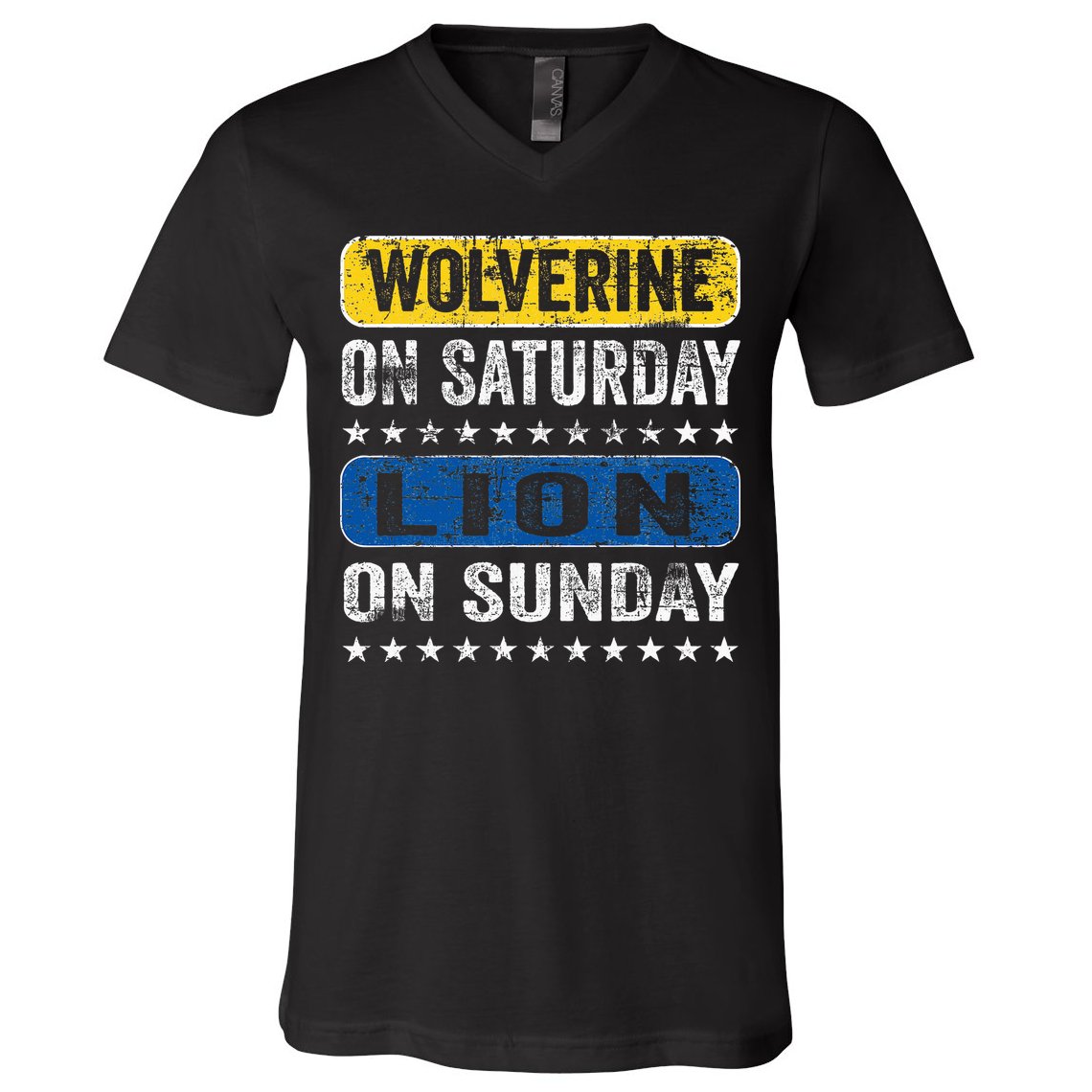 Wolverine On Saturday Lion On Sunday V-Neck T-Shirt