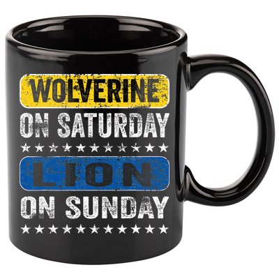 Wolverine On Saturday Lion On Sunday 11oz C Handle Ceramic Mug