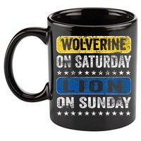 Wolverine On Saturday Lion On Sunday 11oz C Handle Ceramic Mug