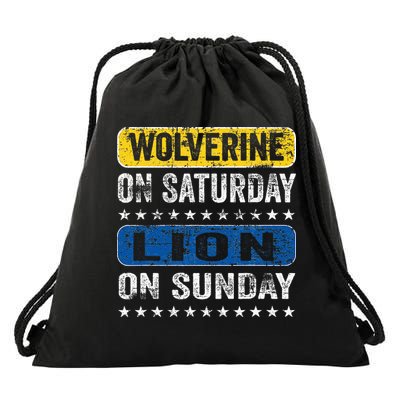 Wolverine On Saturday Lion On Sunday Drawstring Bag