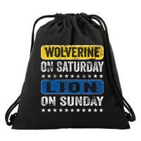 Wolverine On Saturday Lion On Sunday Drawstring Bag