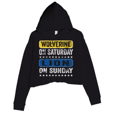 Wolverine On Saturday Lion On Sunday Crop Fleece Hoodie