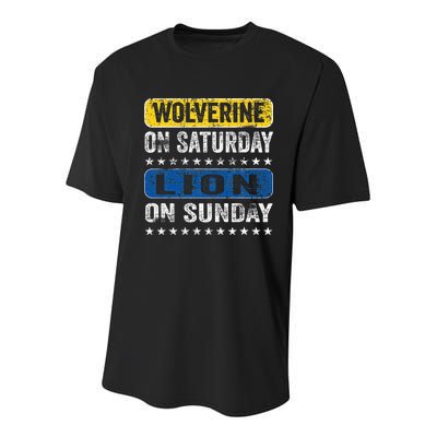 Wolverine On Saturday Lion On Sunday Youth Performance Sprint T-Shirt