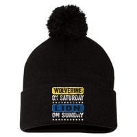 Wolverine On Saturday Lion On Sunday Pom Pom 12in Knit Beanie