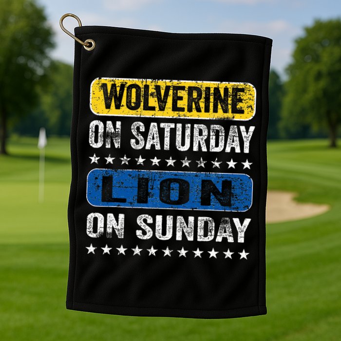 Wolverine On Saturday Lion On Sunday Golf Towel