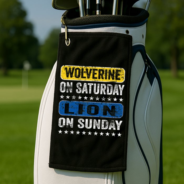 Wolverine On Saturday Lion On Sunday Golf Towel