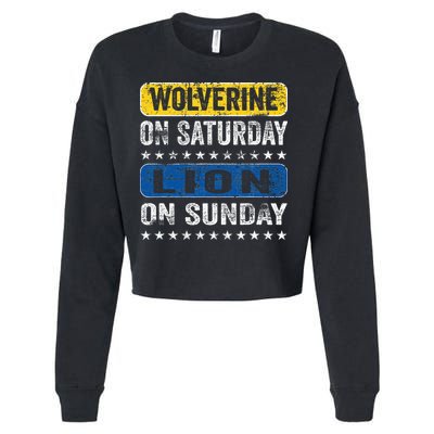 Wolverine On Saturday Lion On Sunday Cropped Pullover Crew