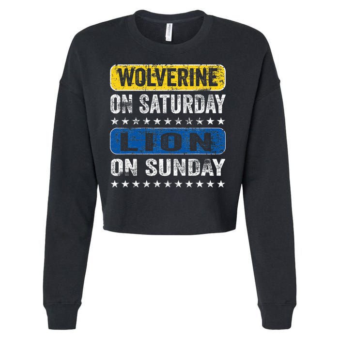 Wolverine On Saturday Lion On Sunday Cropped Pullover Crew