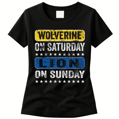 Wolverine On Saturday Lion On Sunday Womens T-Shirt