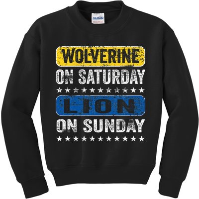 Wolverine On Saturday Lion On Sunday Kids Sweatshirt