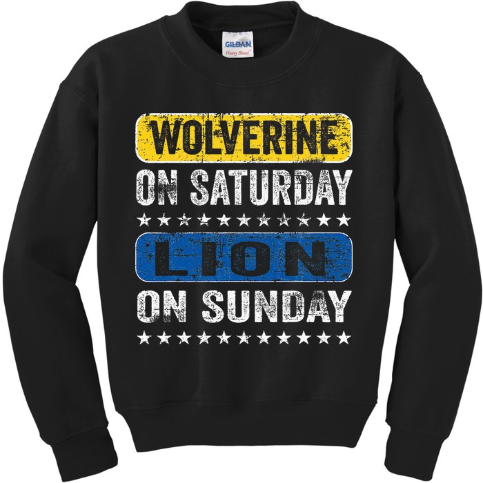 Wolverine On Saturday Lion On Sunday Kids Sweatshirt
