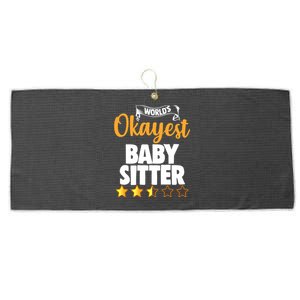 World's Okayest Sitter Funny Gift Large Microfiber Waffle Golf Towel