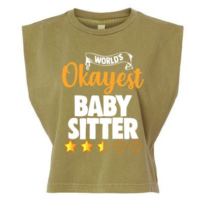 World's Okayest Sitter Funny Gift Garment-Dyed Women's Muscle Tee