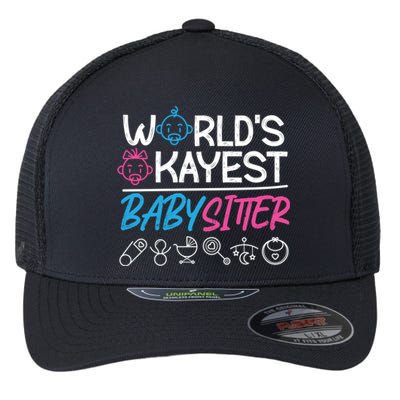 World's Okayest Sitter Great Gift Flexfit Unipanel Trucker Cap