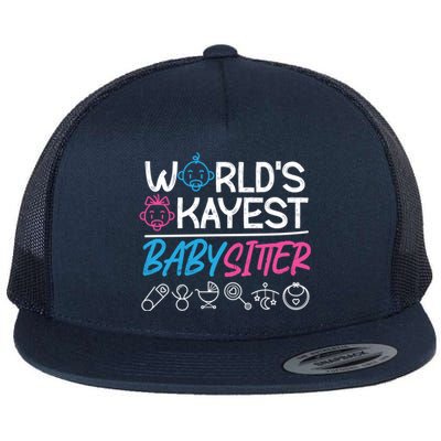 World's Okayest Sitter Great Gift Flat Bill Trucker Hat