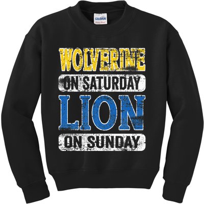 Wolverine On Saturday Lion On Sunday Kids Sweatshirt