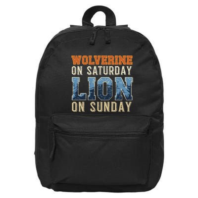 Wolverine On Saturday Lion On Sunday Funny Design 16 in Basic Backpack