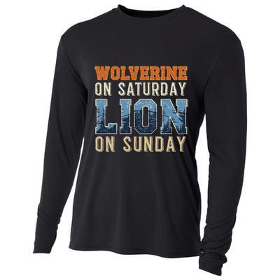 Wolverine On Saturday Lion On Sunday Funny Design Cooling Performance Long Sleeve Crew
