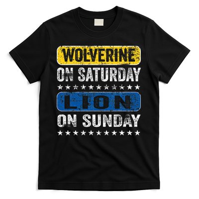 Wolverine On Saturday Lion On Sunday Funny Detroit T-Shirt
