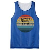 World's Okayest Sister Vintage Sunset 60s 70s Gift Mesh Reversible Basketball Jersey Tank