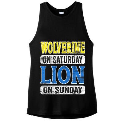 Wolverine On Saturday Lion On Sunday Detroit Ladies PosiCharge Tri-Blend Wicking Tank