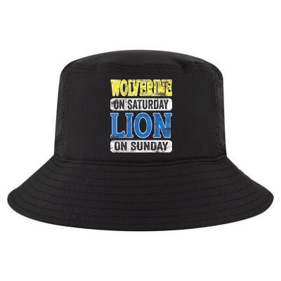 Wolverine On Saturday Lion On Sunday Detroit Cool Comfort Performance Bucket Hat