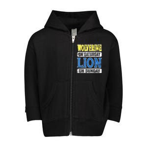 Wolverine On Saturday Lion On Sunday Detroit Toddler Zip Fleece Hoodie