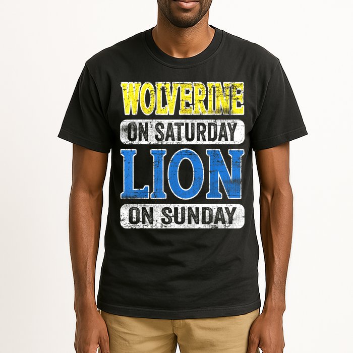 Wolverine On Saturday Lion On Sunday Detroit Tall T-Shirt
