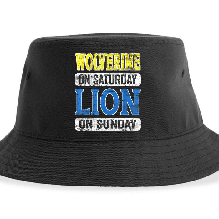 Wolverine On Saturday Lion On Sunday Detroit Sustainable Bucket Hat