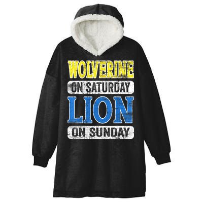 Wolverine On Saturday Lion On Sunday Detroit Hooded Wearable Blanket