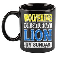 Wolverine On Saturday Lion On Sunday Detroit 11oz C Handle Ceramic Mug