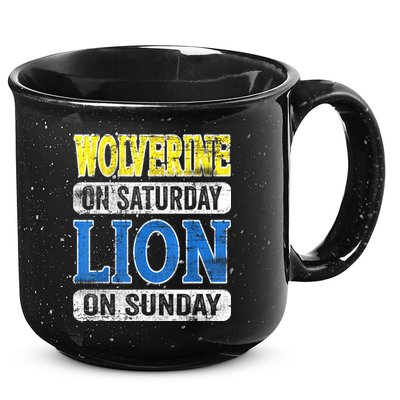 Wolverine On Saturday Lion On Sunday Detroit 15oz Campfire Ceramic Mug