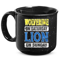 Wolverine On Saturday Lion On Sunday Detroit 15oz Campfire Ceramic Mug