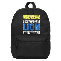 Wolverine On Saturday Lion On Sunday Detroit 16 in Basic Backpack