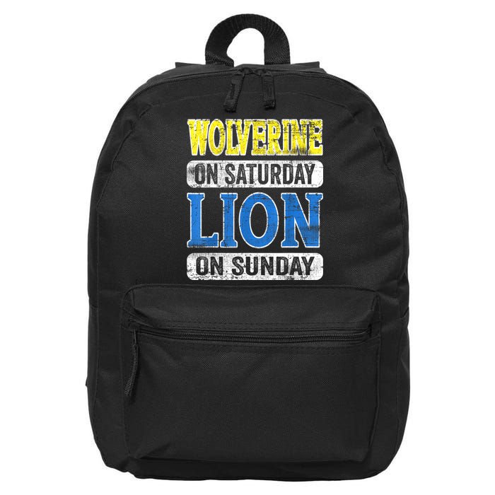 Wolverine On Saturday Lion On Sunday Detroit 16 in Basic Backpack