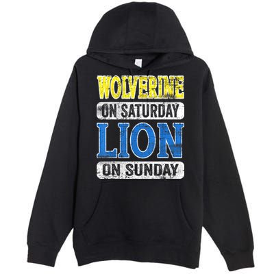 Wolverine On Saturday Lion On Sunday Detroit Premium Pullover Hoodie
