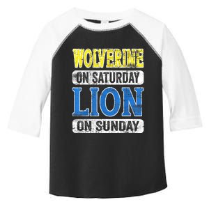 Wolverine On Saturday Lion On Sunday Detroit Toddler Fine Jersey T-Shirt