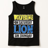 Wolverine On Saturday Lion On Sunday Detroit Tank Top