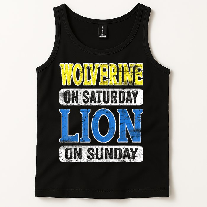 Wolverine On Saturday Lion On Sunday Detroit Tank Top